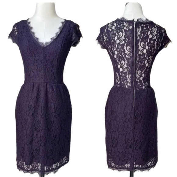 New Babaton Aritzia Lace V - Neck Tobia Sleeveless Dress Purple - Picture 1 of 11
